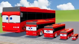 Big & Small Long Bus Lightning Mcqueen VS Train | BeamNG.drive