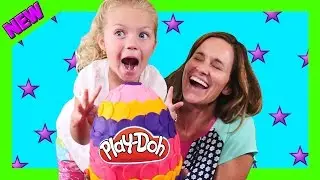 Opening a Large Play Doh Surprise Egg - Toys Inside Out Disney Princess MyLittlePony Shopkins Frozen