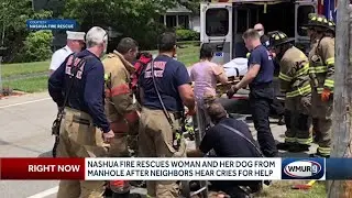 Nashua Fire rescues woman and dog from manhole after neighbors hear cries for help