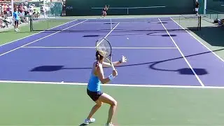 Martina Hingis vs Belinda Bencic Practice Match Court Level View - WTA Swiss Tennis Girl Training