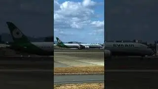 福岡空港 Runway 34、EVA Air B787-10 B-17807 着陸逆噴射音 (iPhone 12 Pro動画）【音量注意】