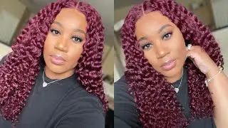 Vibrant Burgundy Curls | Affordable Lace Part Wig Ft.KriyyaHair