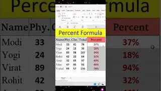 Percentage Formula in Excel ❓️ How to Calculate Percentage in Excel #shorts #computer #excel