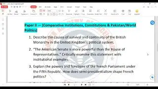 20 самых ожидаемых вопросов по политологии CSS 25 PMS KPK & CCE SINDH #ожидаемые_вопросы