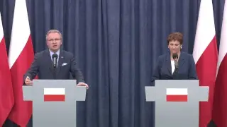 Konferencja prasowa Szefowej KPRP Haliny Szymańskiej oraz Szefa Gabinetu Krzysztofa Szczerskiego