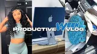 A WEEK LIVING ALONE: HE GOT ME FLOWERS + NEW BLUE IMAC + 1ST  MEAL PREP + NEW HAIR DO BAYBEEE