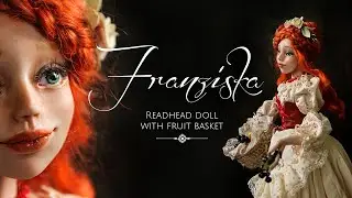 Franziska - Handmade Polymer Clay Art Doll | Redhead Doll with the Fruit Basket