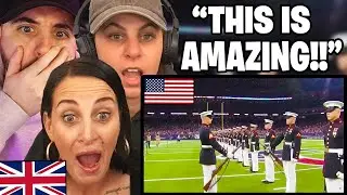 British Family Reacts to USA MARINE CORPS SILENT DRILL PLATOON HALFTIME SHOW!