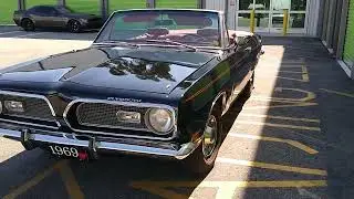 1969 Plymouth Barracuda, 1 of 56 ever made 318 V8 factory 4 speed convertible, X9 black on R6 red 🏁🏁