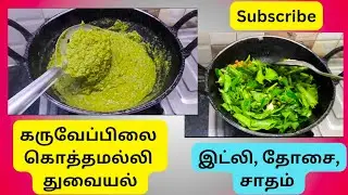 கருவேப்பில்லை கொத்தமல்லி துவையல்||எல்லாதுக்கும் சூப்பரா இருக்கும்||Healthy recipe #food#lifewithease