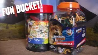 Adventure Force 55 PCS Safari Animals 36 PCS DINOSAUR FUN BUCKET REVIEW!