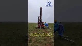 Solar Pile Driver Machine in Action Photovoltaic Drill Rig for Solar Farms #solarenergy #piledriver