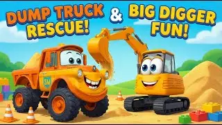 Part 2Oh No! Dump Truck Stuck in Mud! Excavator to the Rescue! 🚜🆘#thieunhi #kids