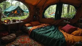 Tent at the Rainy Hobbit Camp: Enchanted Forest in the Middle Earth | Rain ASMR for Sleep
