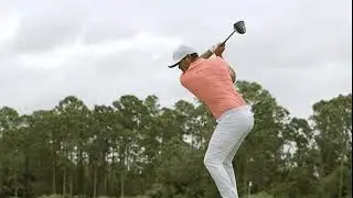 Brooks Koepka slow motion swing - up the line view