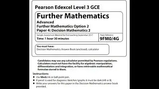 Decision 2 Sample paper Pearson Edexcel A level further maths
