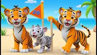 Tigers Play Cricket on the Beach 🐯🏏🏖️ | 3D Animated Nursery Rhyme for Kids