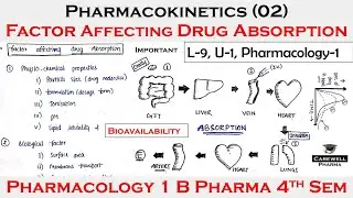 Pharmacokinetics (02) || Factor affecting drug Absorption | L-9, Unit-1 | pharmacology 4th semester
