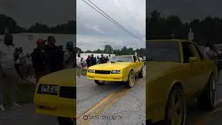 G Body: Yellow Chevy Monte Carlo on Corleone Forged Wheels at the 2023 Stuntfest Block Party