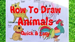 How To Draw Animals || Step by Step Simple Drawing || AH KIDS ART (Practice 36)
