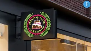 Cake shop logo mockup 3d design - Pixellab logo[Vandy Design]