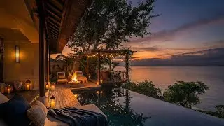 Dusk at the Luxury Ocean Villa | Relaxing Resort Ambience 4K [1 Hour Loop]
