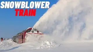 Snow blower Train in Action after Heavy Snowfall
