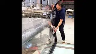 Aluminum frame and clear tempered glass door panel, miter joint assembly