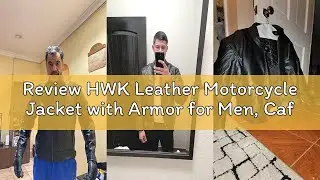 Review HWK Leather Motorcycle Jacket with Armor for Men, Cafe Racer Genuine Leather Jacket for Weath