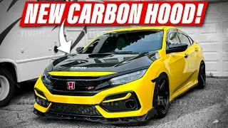 The Civic gets a new hood..(CARBON FIBER)