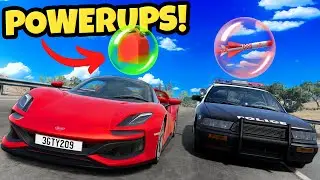 Using POWERUPS To Destroy Police Cars in BeamNG Drive Mods!