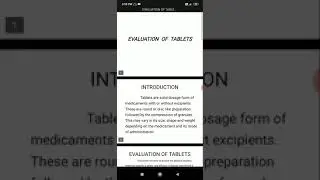 Evaluation of tablets