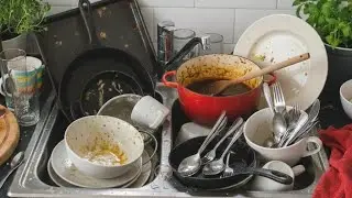 Messy Sink, Peaceful Ending 🌊 | Long Dishwashing ASMR (No Music / No Talking)