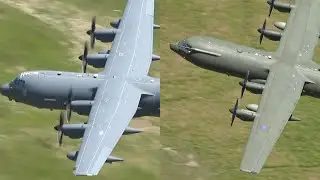 USAF MC-130J  Vs  RAF C-130J Hercules Mach loop Low-Level Pass [4K] 2/6/23