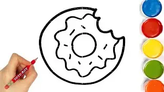 donut Drawing, Painting and Coloring for Kids &Toddlers | Let's Draw, Paint Together #214