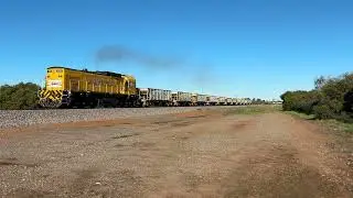 IMG 7009 AB1535 powers away from Narngulu West 5BT2 loaded ballast train. Video: Phil Melling.