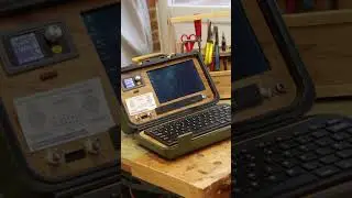 Workshop inspired cyber deck oscilloscope and bench power supply boot up