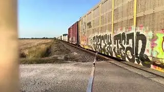 ( Crossing Gate Perspective ) - UP manifest train - Harris Rd crossing, Valmeyer, IL