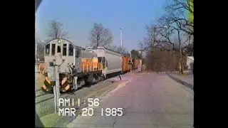 Bay Colony Railroad - Millis Line - 1061 Alco S4 Revenue Freight to Medfield, MA Junction 3/20/85