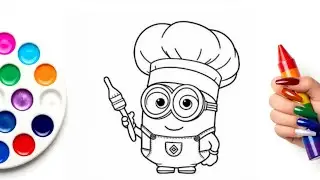 Minions Simple Drawing for Kids 💛 | Coloring Cartoon Style