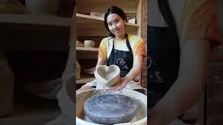 Throwing a heart-shaped bowl (pottery asmr)