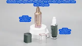 Unique Square Wave Double Wall Bottle | 30ml Custom Foundation Lotion Serum Pump Packaging