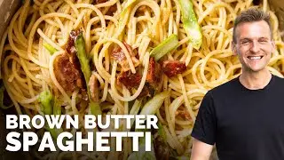 Brown Butter Spaghetti with Bacon & Asparagus
