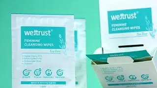 wettrust TEATREE feminine cleansing wipes | 100% organic cotton & tea tree leaf oil and probiotics
