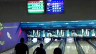 Keith and Alex cheating at bowling