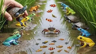 Unbelievable POV Catching Wild Animals in Muddy Water | Frogs Fish Crabs Turtles