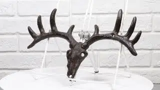Pack Of 2 Hunters Rack Deer Elk Skull Antlers Wall Mounted Coat Hooks Plaque