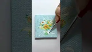 小さなキャンバスに花束メイキング💐✍️【5cm&times;5cm】｜Mini Canvas Art #アクリル画 #acrylicpainting #artshorts #artprocess #メイキング