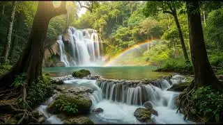Soothing Headache, Migraine, Pain and Anxiety Relief - Gentle Waterfall, Open Heart Music, Helios 4K