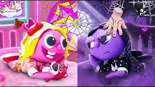 ENID vs WEDNESDAY! PINKY'S COLORFUL Room vs PURPLE'S GOTH Style!🎨🕸️Stop-Motion | Clay Mixer Heroes